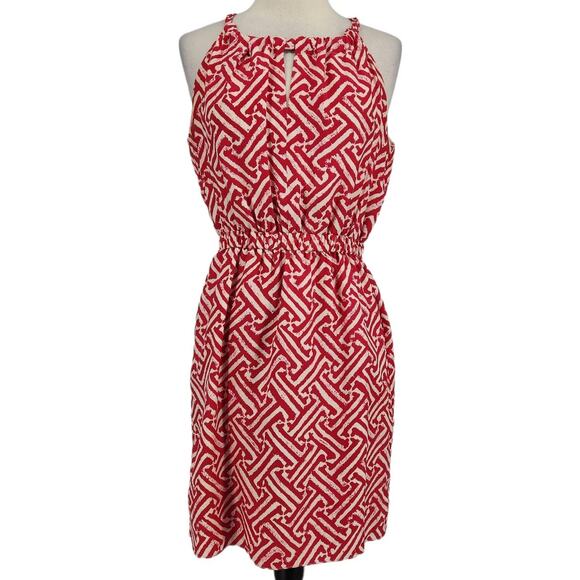 Nell Couture Silk Geo Print Halter Dress Size 4 - Picture 1 of 6
